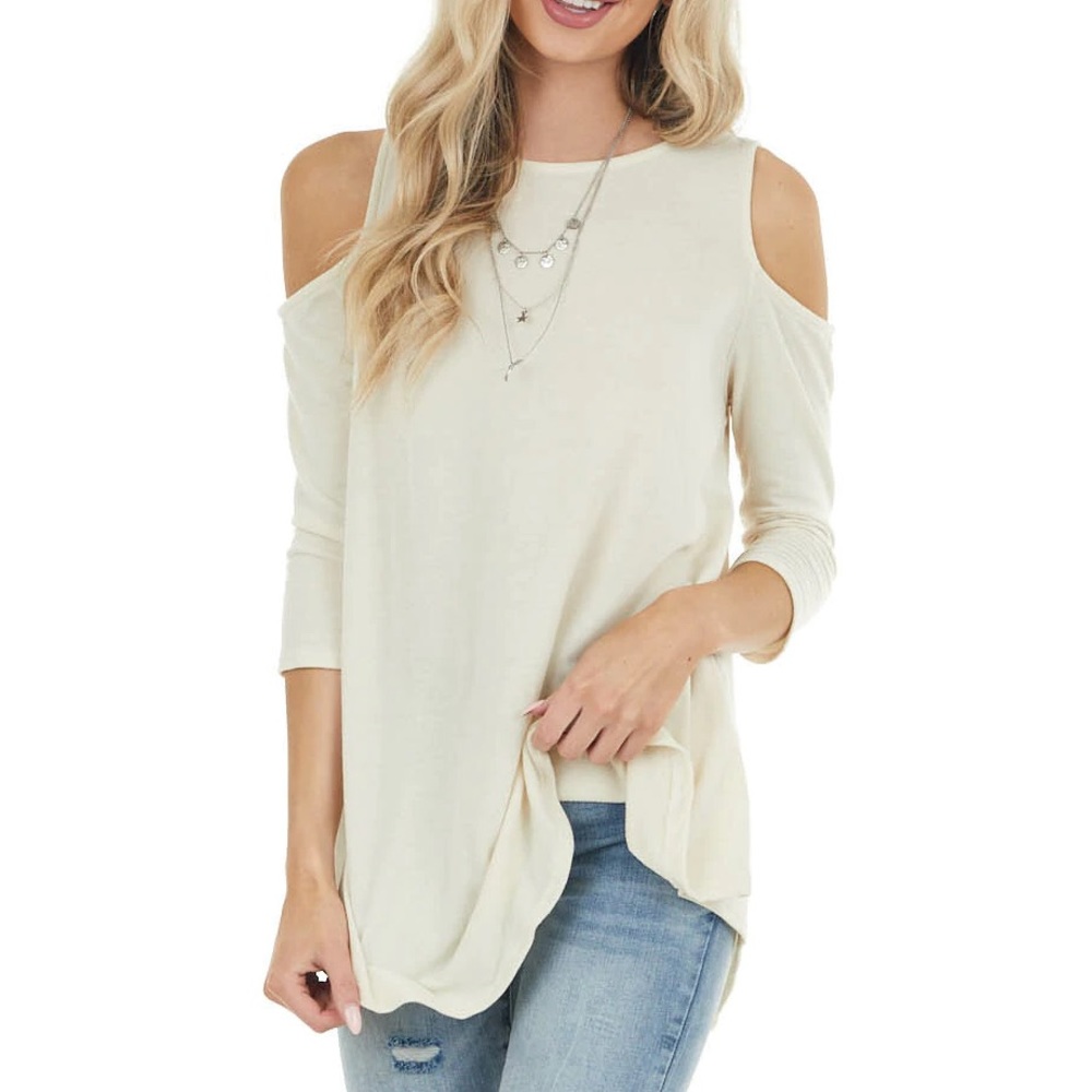 NWT soft cold shoulder ivory tunic